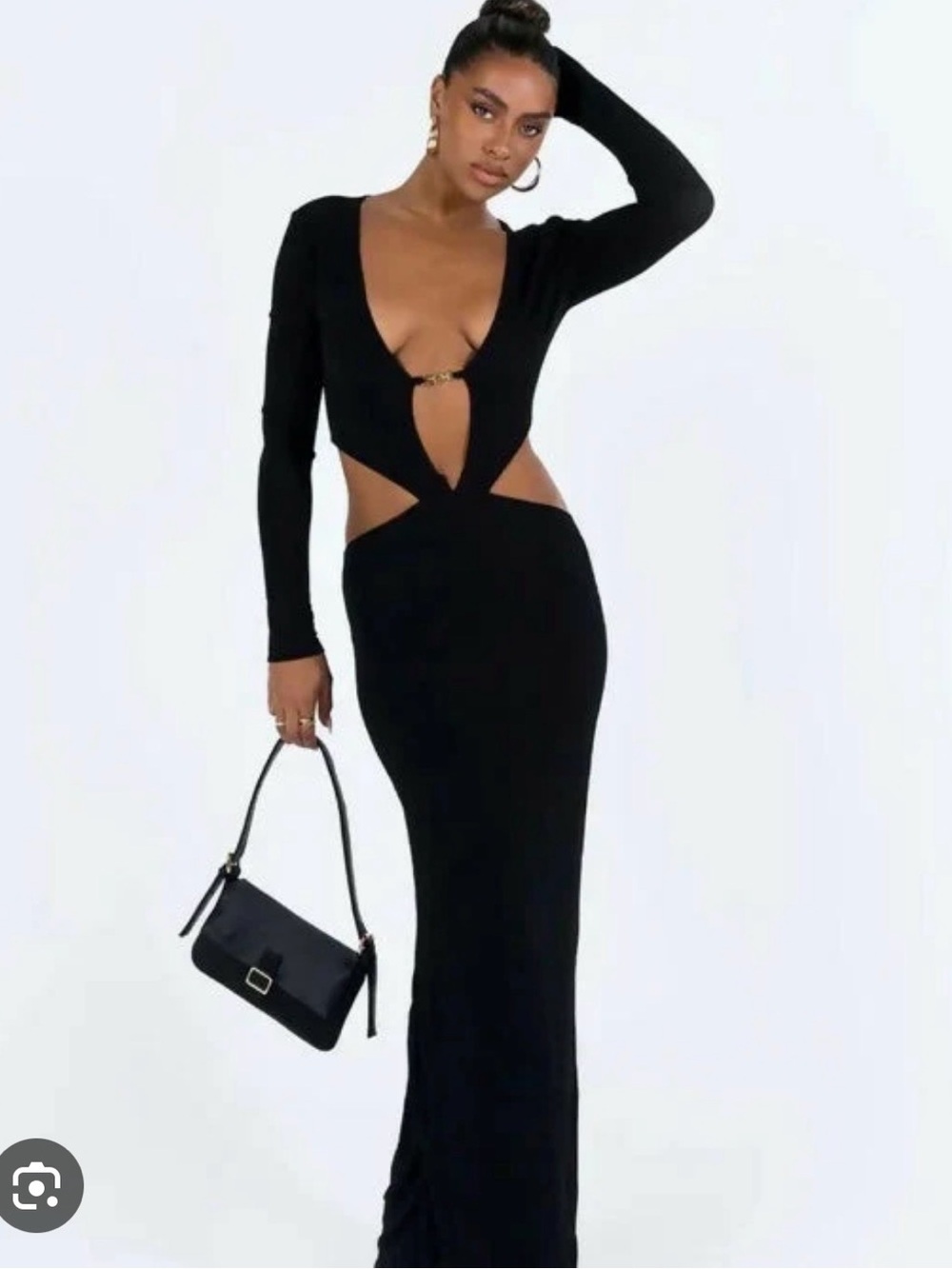 Princess Polly Black Cutout Midi Dress with Ring Detail